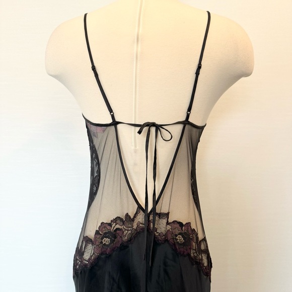 🌺SOLD🌺 Y2K Victoria’s Secret Silk Sheer Mesh Black Purple Maxi Gown Slip Dress - Picture 6 of 11